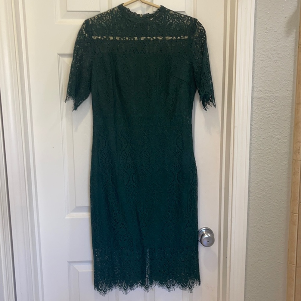 Forest green lace midi dress. From Amazon